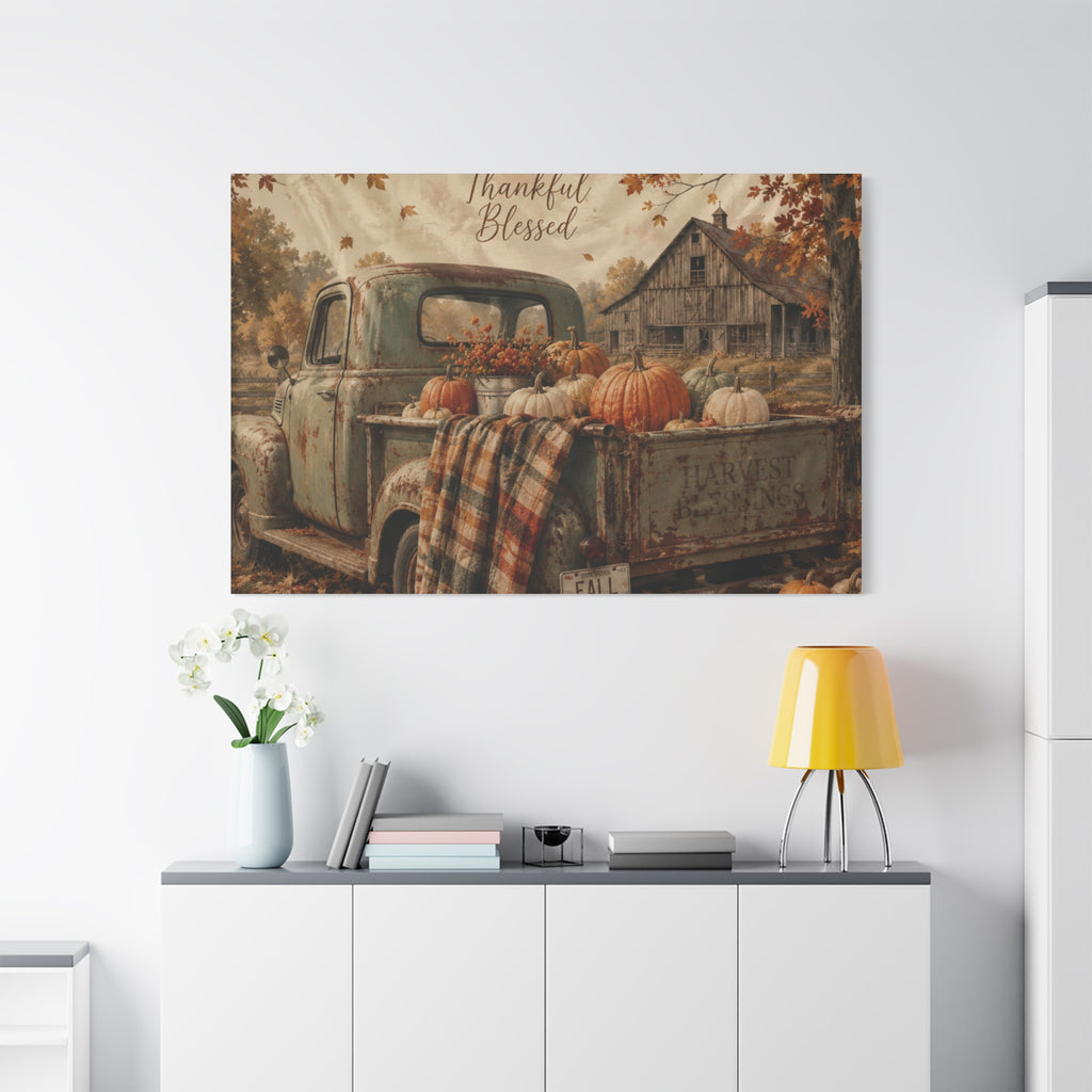 Grateful Thankful Blessed Fall Canvas