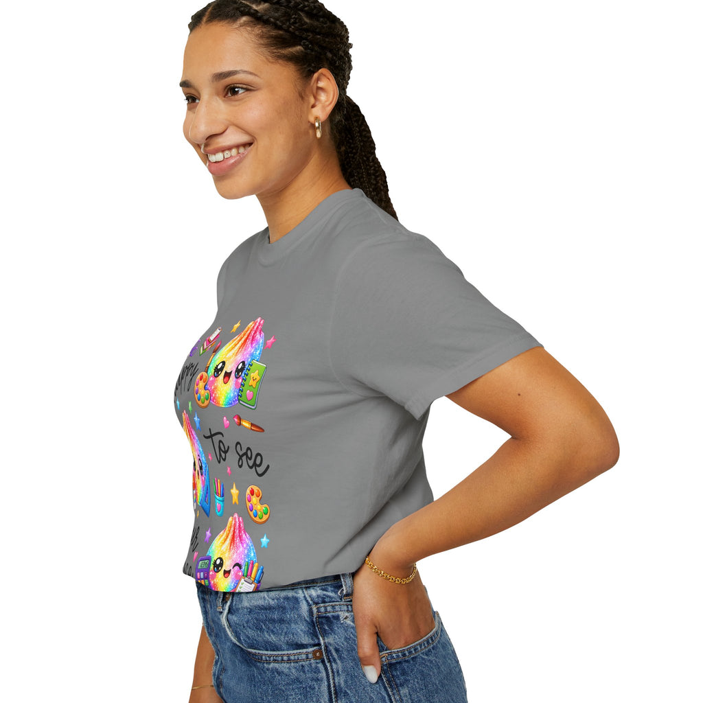 Happy To See Your Face Rainbow Kawaii T-Shirt — Cute School Supplies Graphic Tee