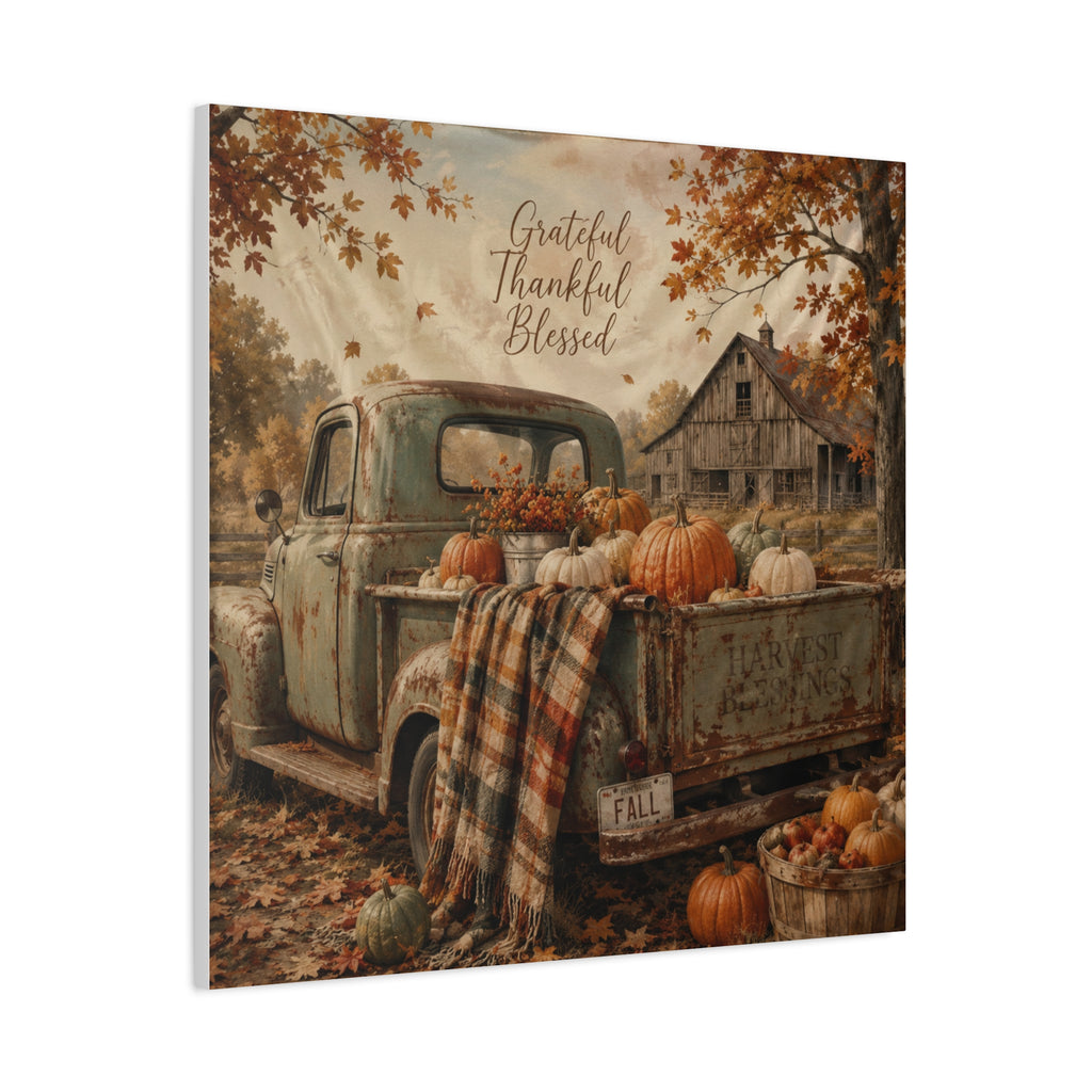 Grateful Thankful Blessed Fall Canvas