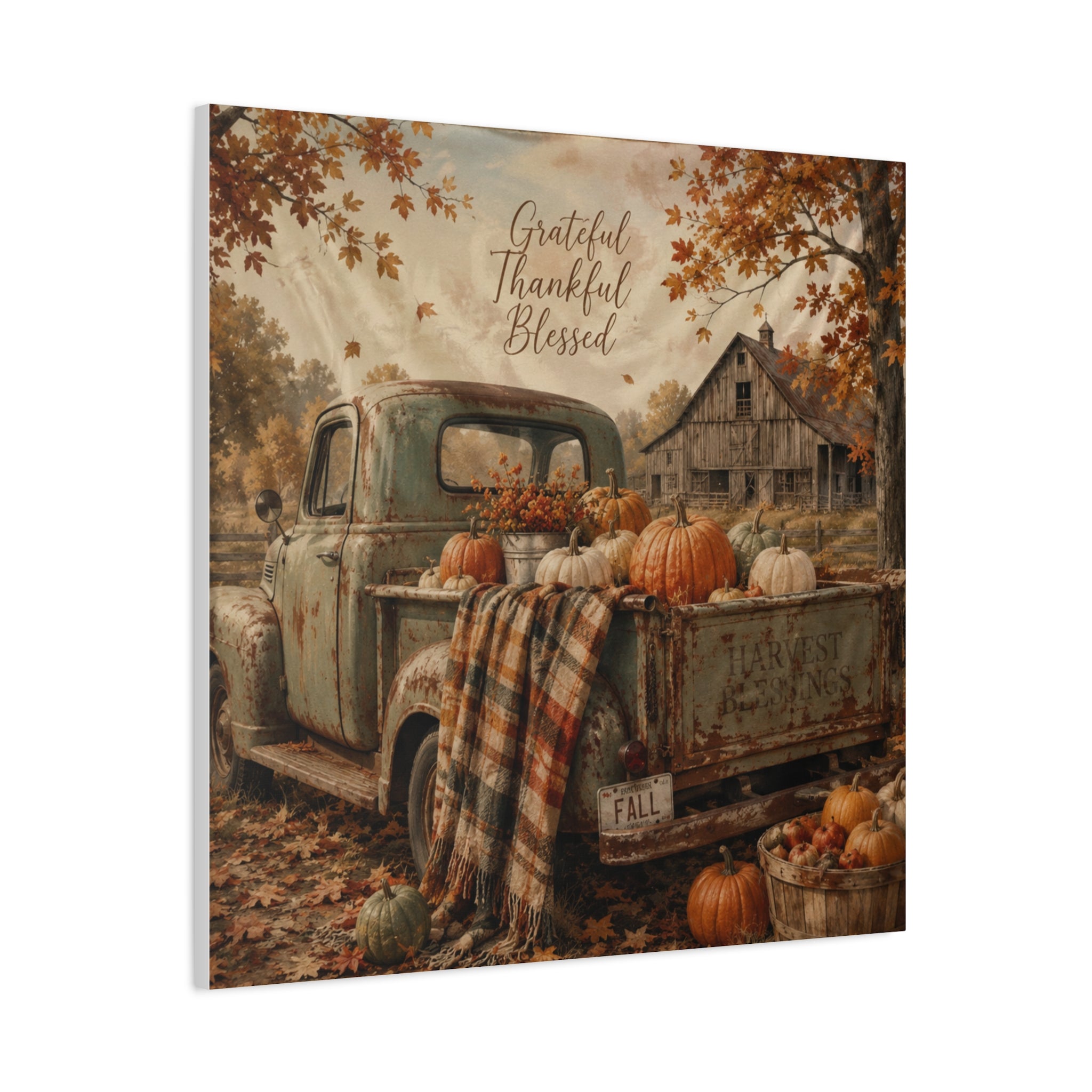 Grateful Thankful Blessed Fall Canvas