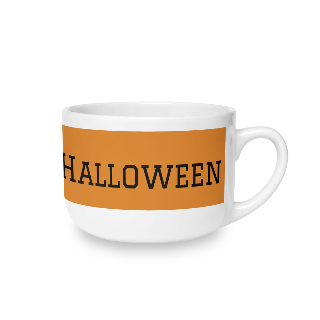Halloween Haunted House 25oz Ceramic Latte Mug — Happy Halloween Pumpkin Design
