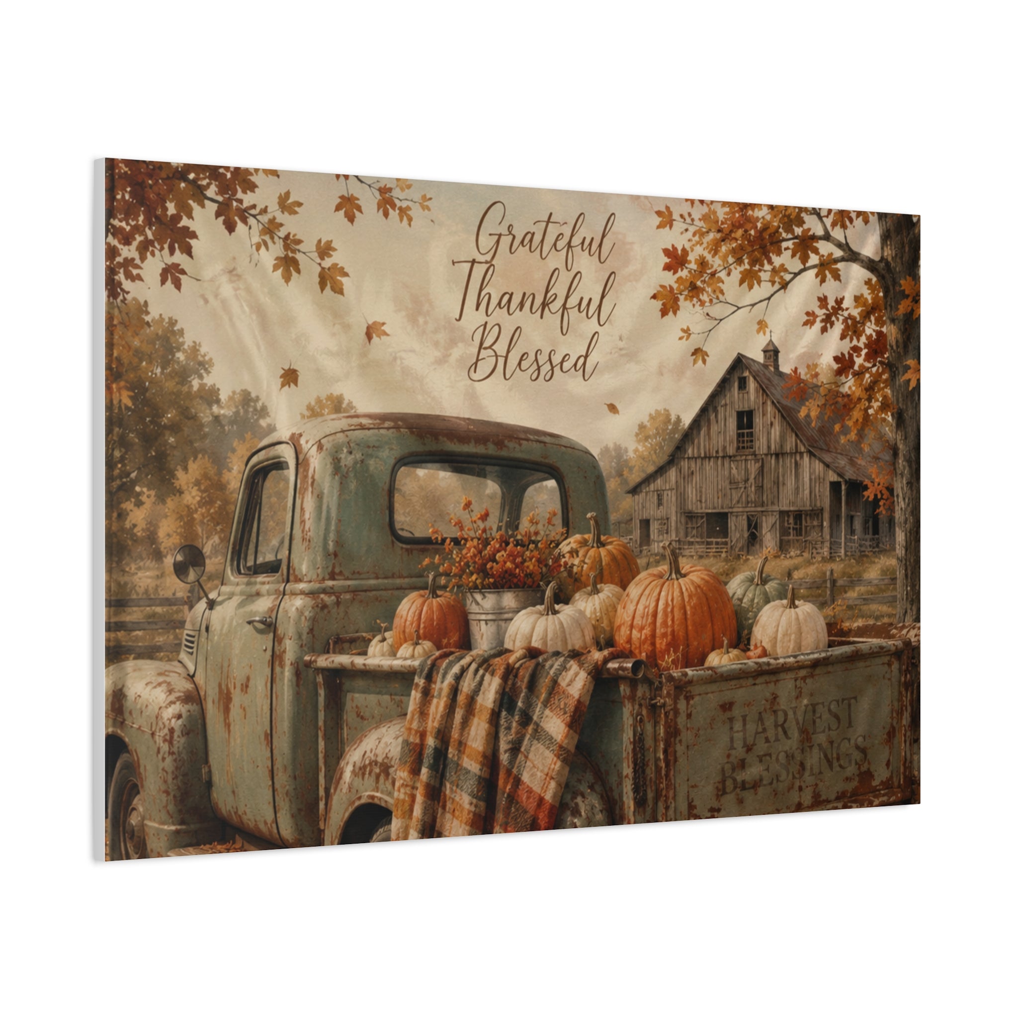 Grateful Thankful Blessed Fall Canvas
