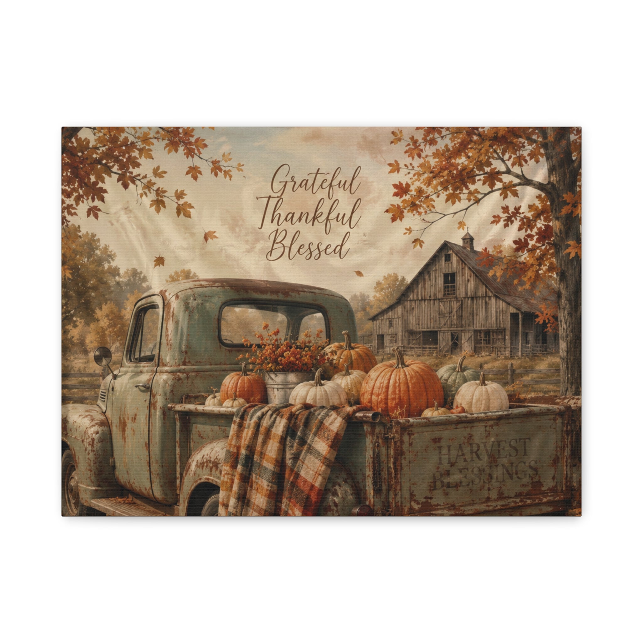 Grateful Thankful Blessed Fall Canvas