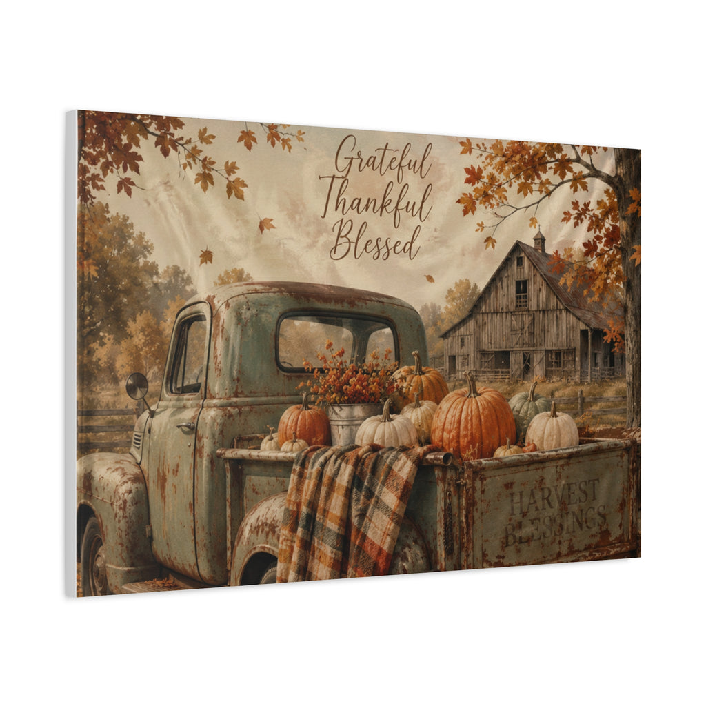 Grateful Thankful Blessed Fall Canvas