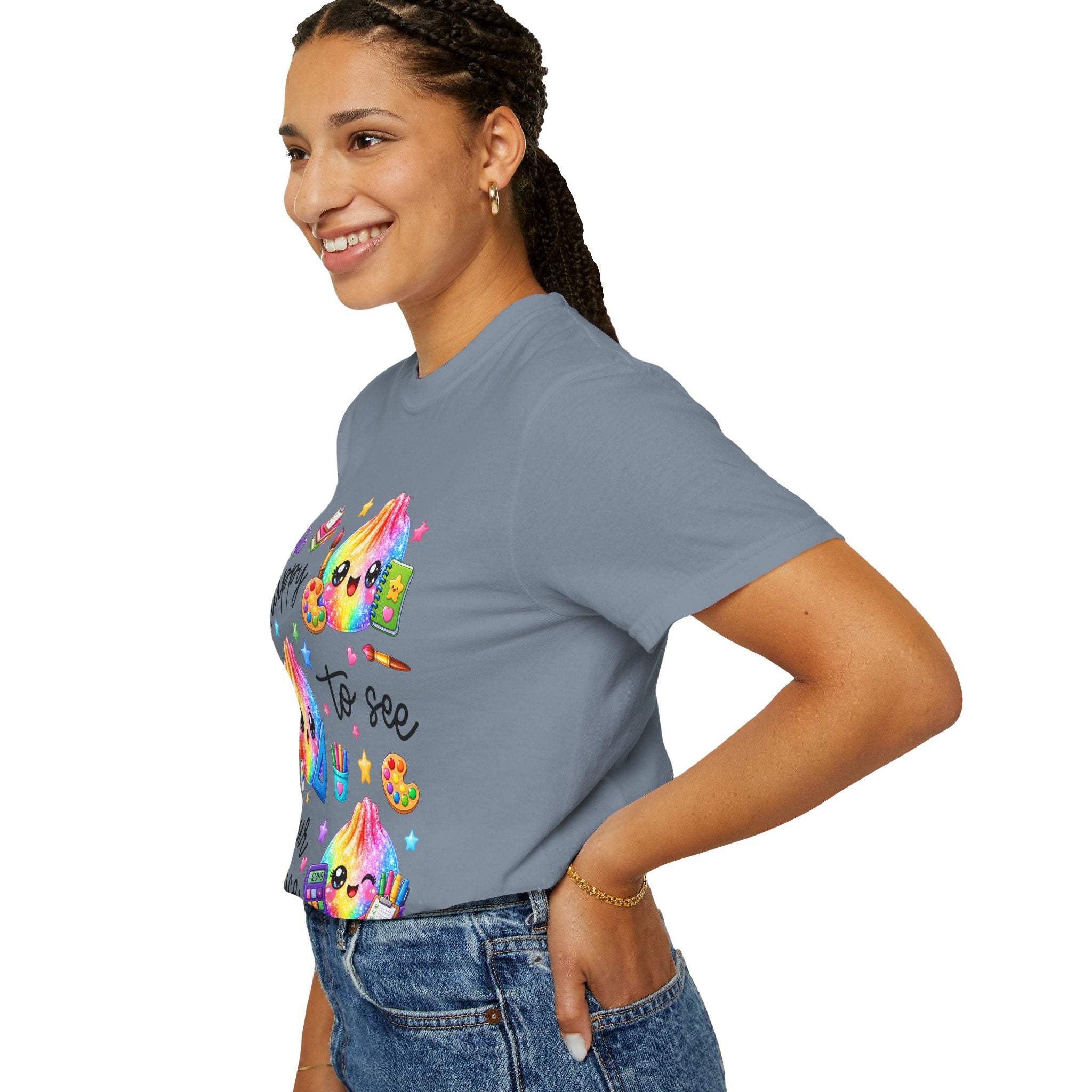 Happy To See Your Face Rainbow Kawaii T-Shirt — Cute School Supplies Graphic Tee