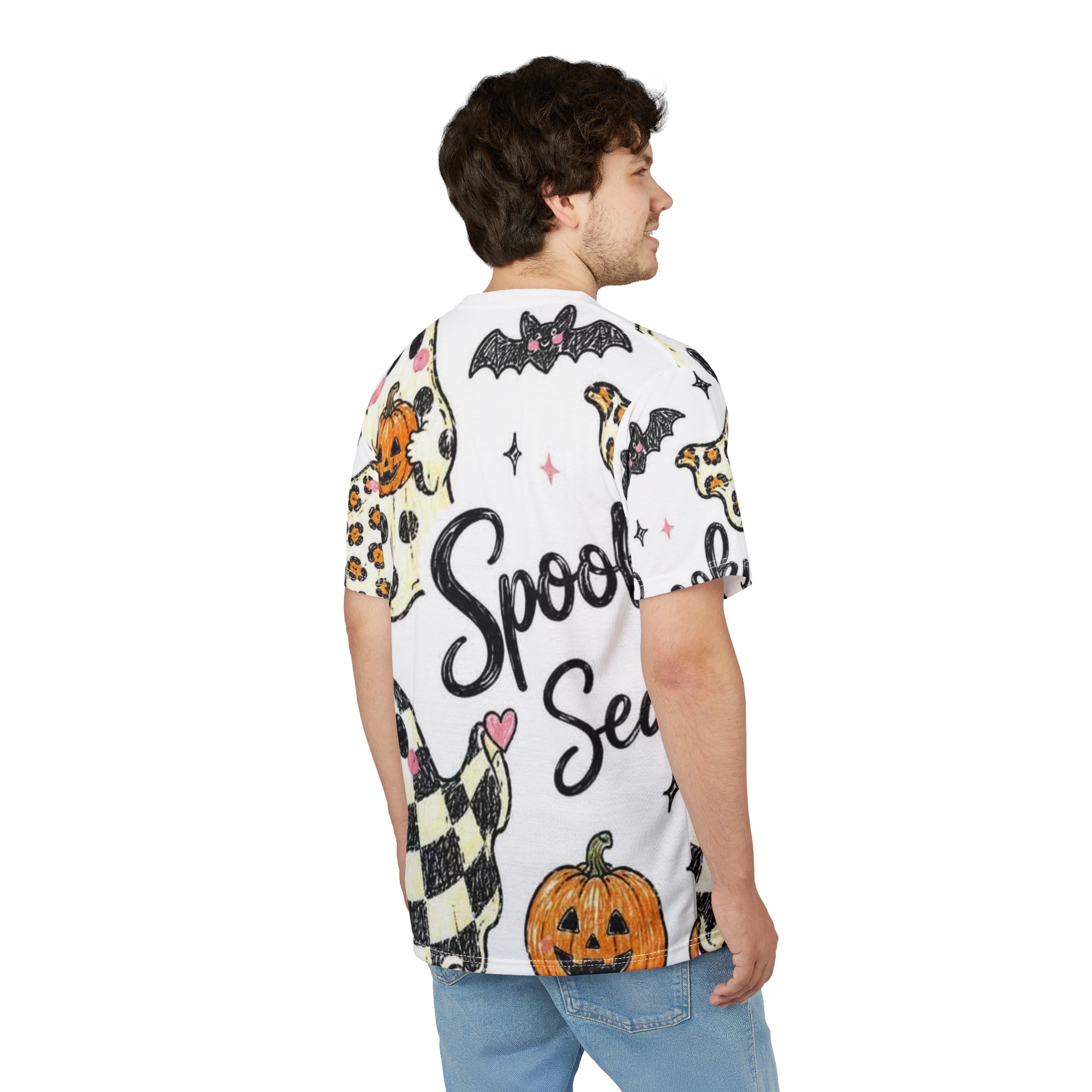 Spooky Season All-Over Print Tee - Halloween Ghosts & Pumpkins