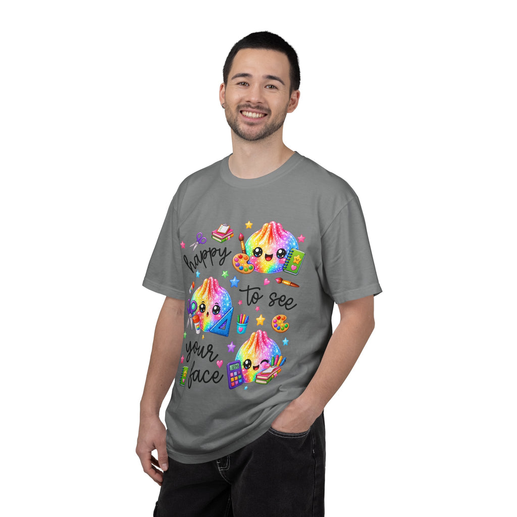 Happy To See Your Face Rainbow Kawaii T-Shirt — Cute School Supplies Graphic Tee