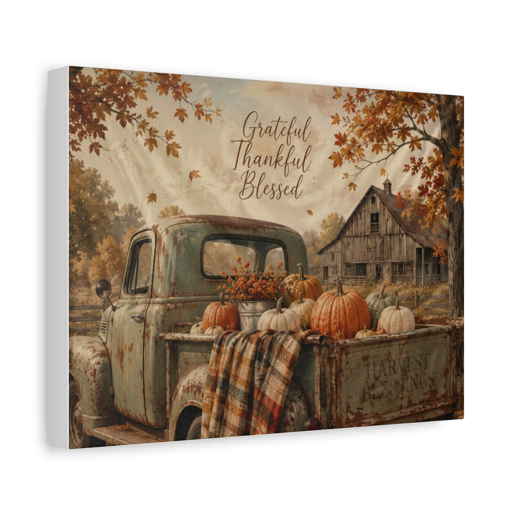 Grateful Thankful Blessed Fall Canvas