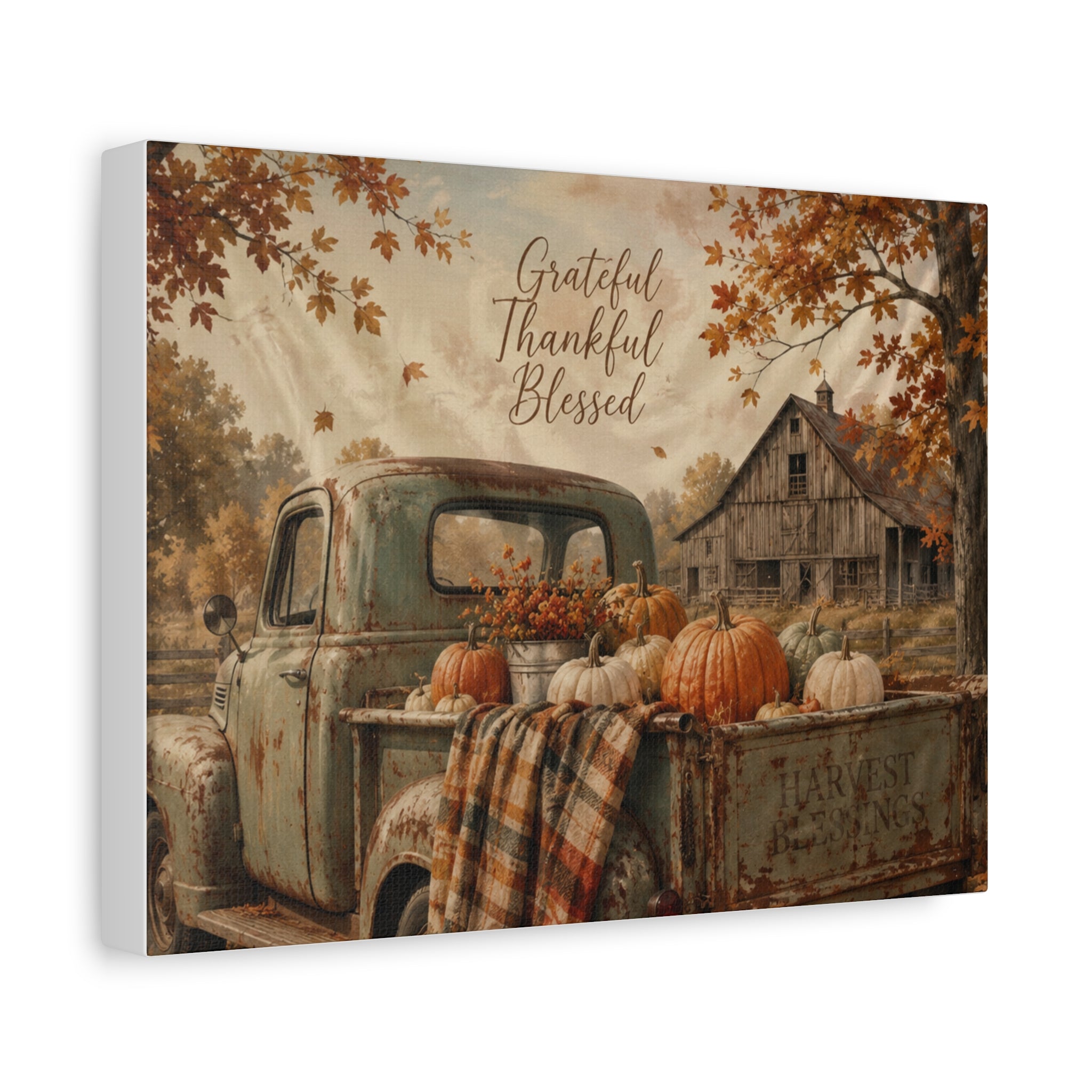 Grateful Thankful Blessed Fall Canvas