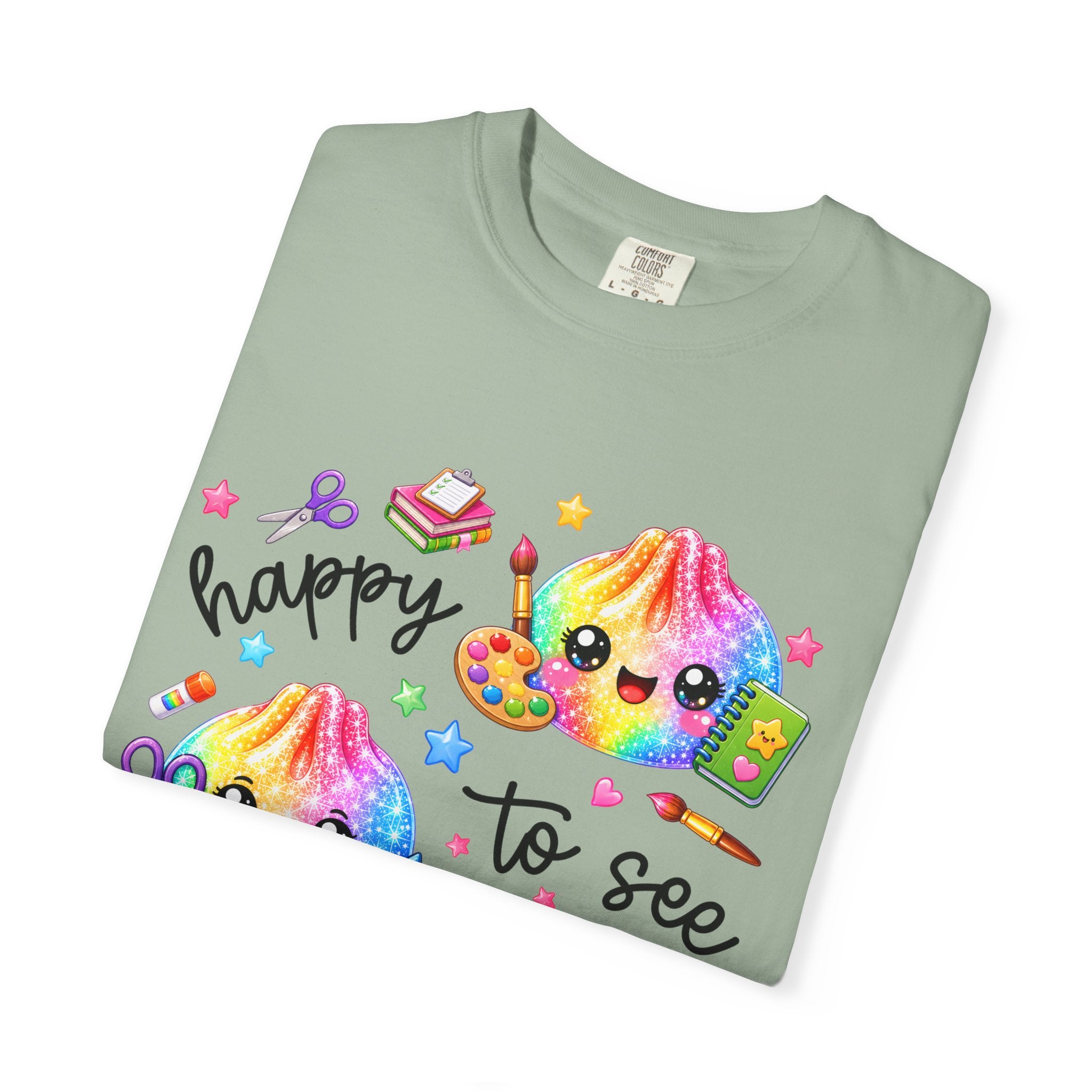 Happy To See Your Face Rainbow Kawaii T-Shirt — Cute School Supplies Graphic Tee