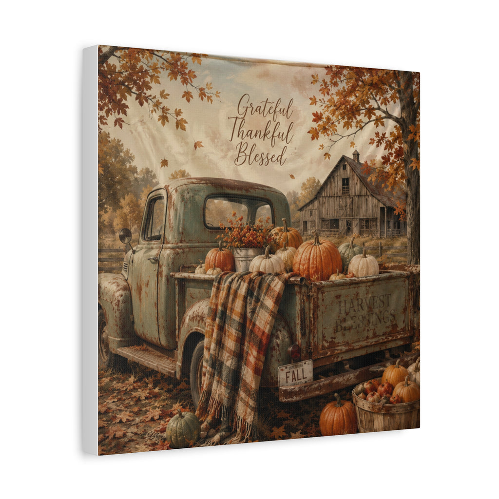 Grateful Thankful Blessed Fall Canvas