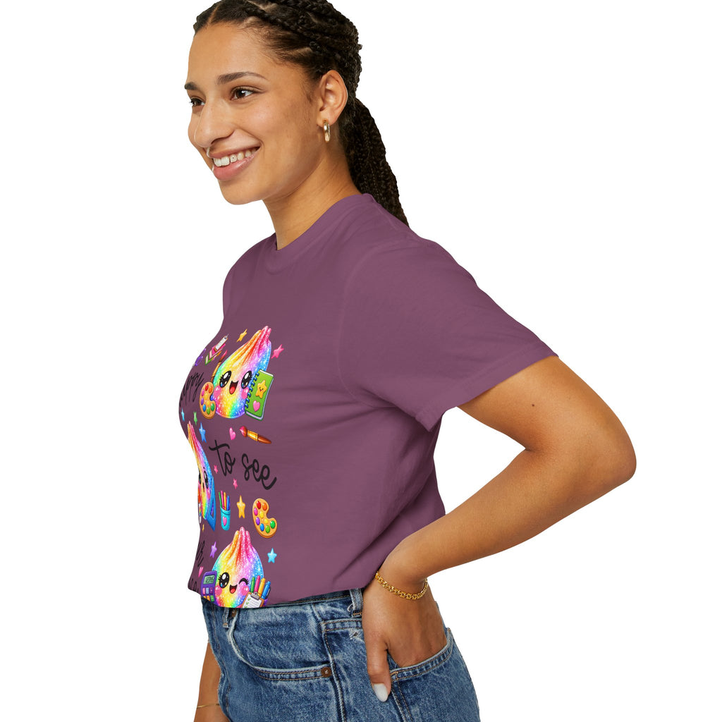 Happy To See Your Face Rainbow Kawaii T-Shirt — Cute School Supplies Graphic Tee