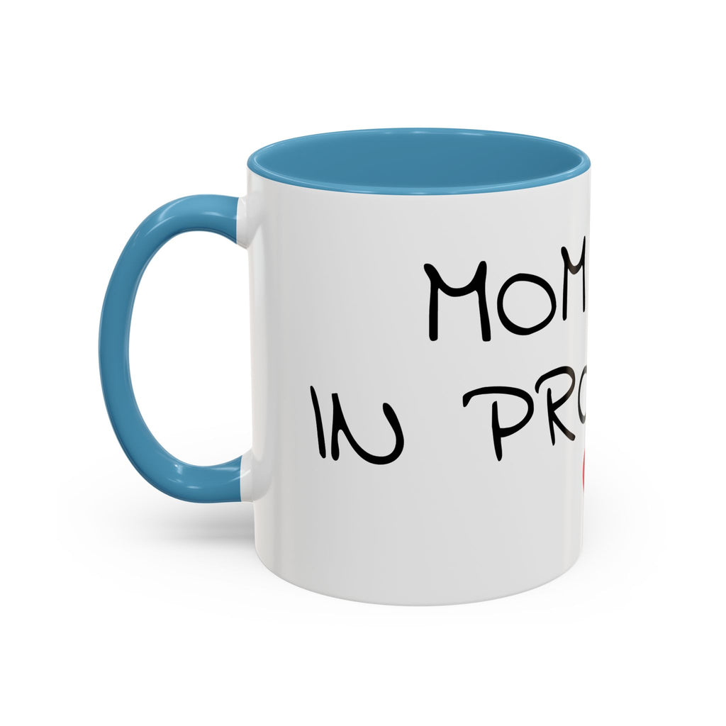 Coffee Mug — "Mom Fuel, Progress" Accent Mug with Heart (11/15oz)