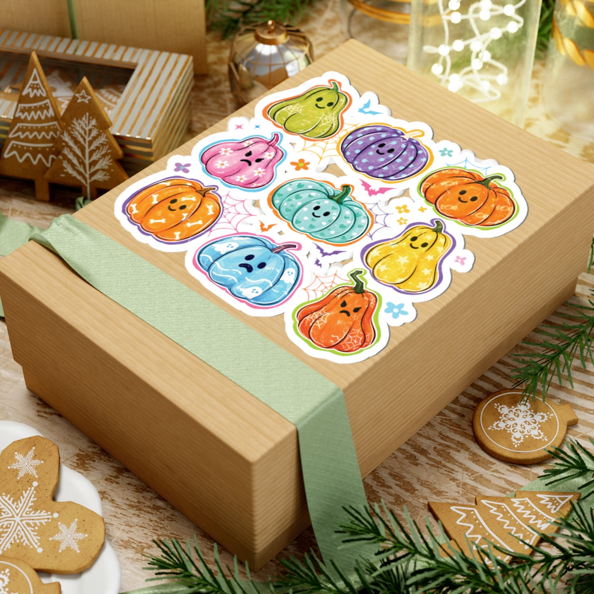 Kawaii Pumpkin Sticker Sheet — Cute Halloween Kiss-Cut Pumpkins
