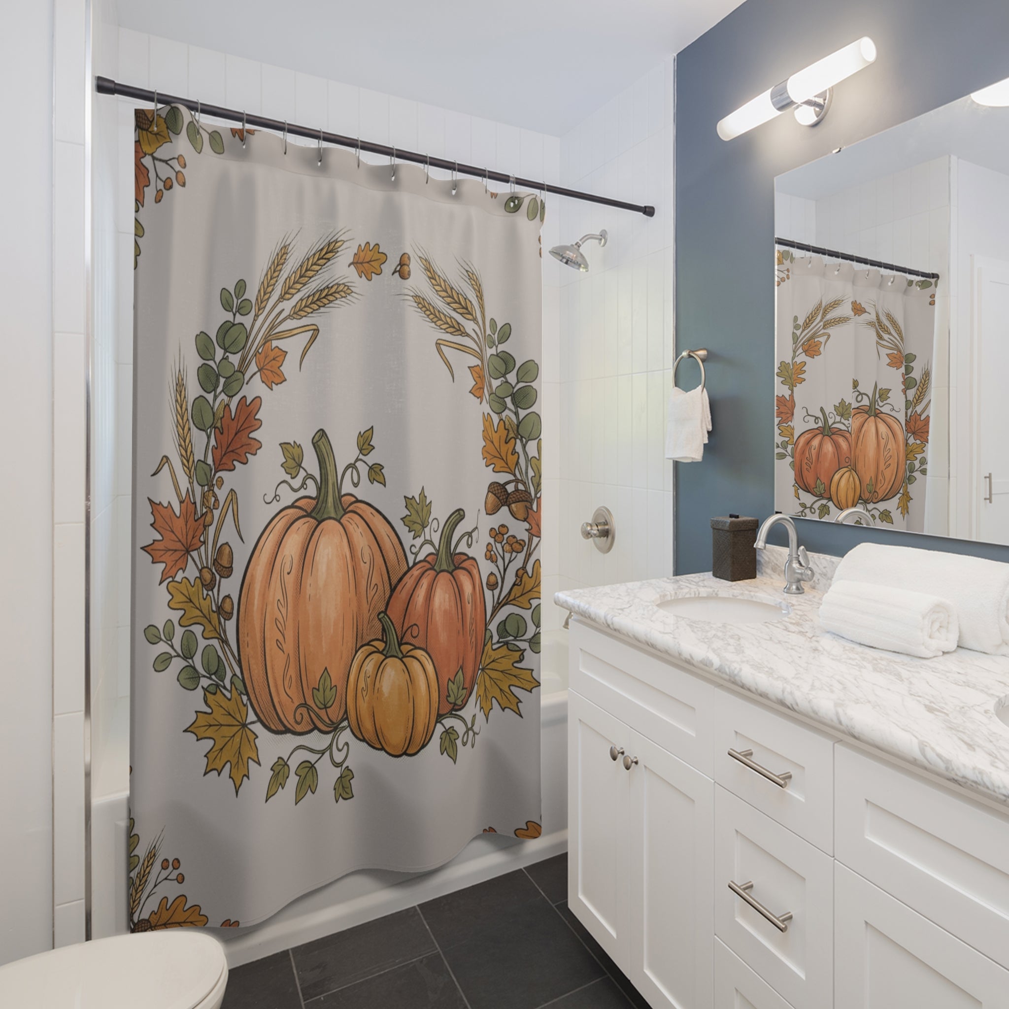 Autumn Pumpkin Wreath Shower Curtain