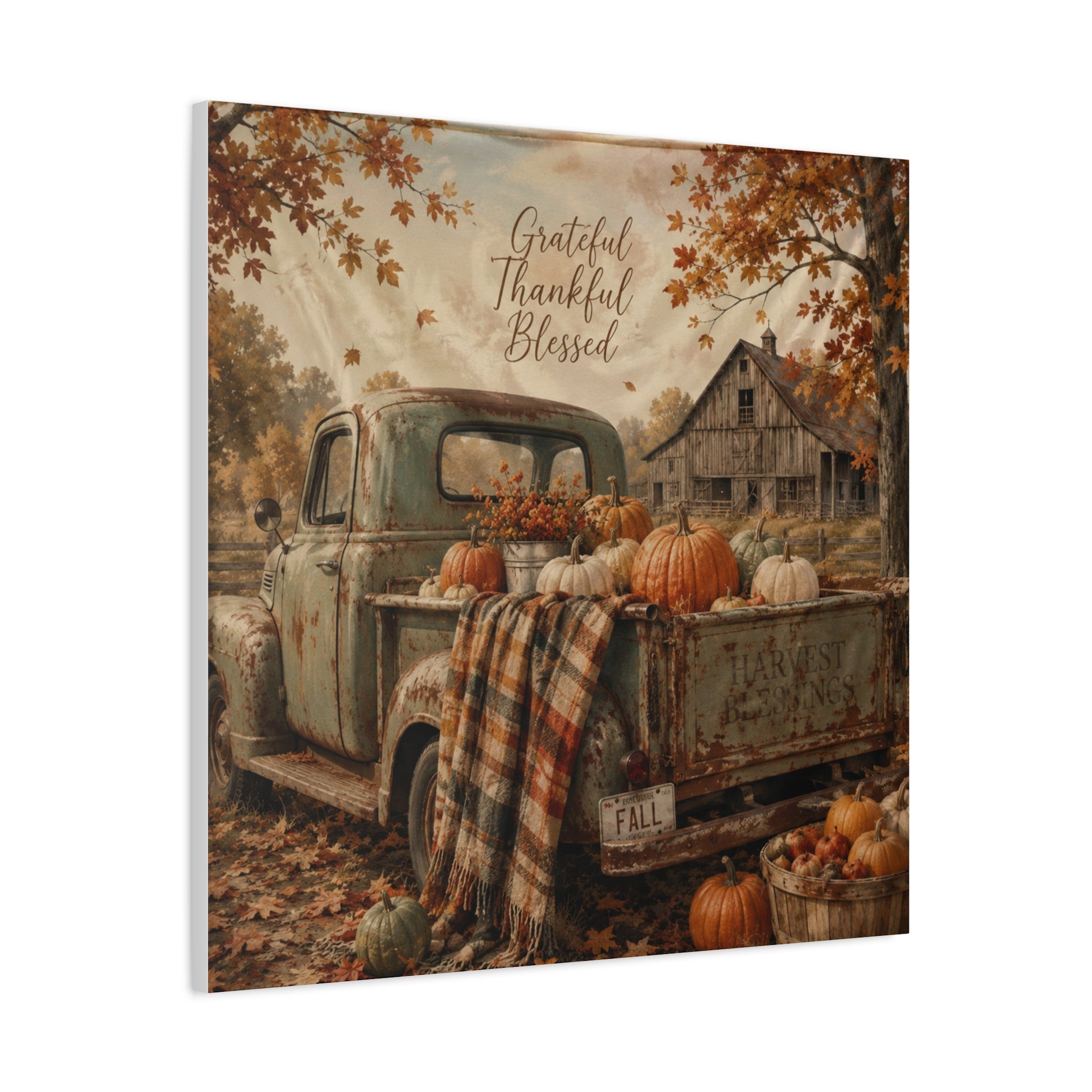 Grateful Thankful Blessed Fall Canvas