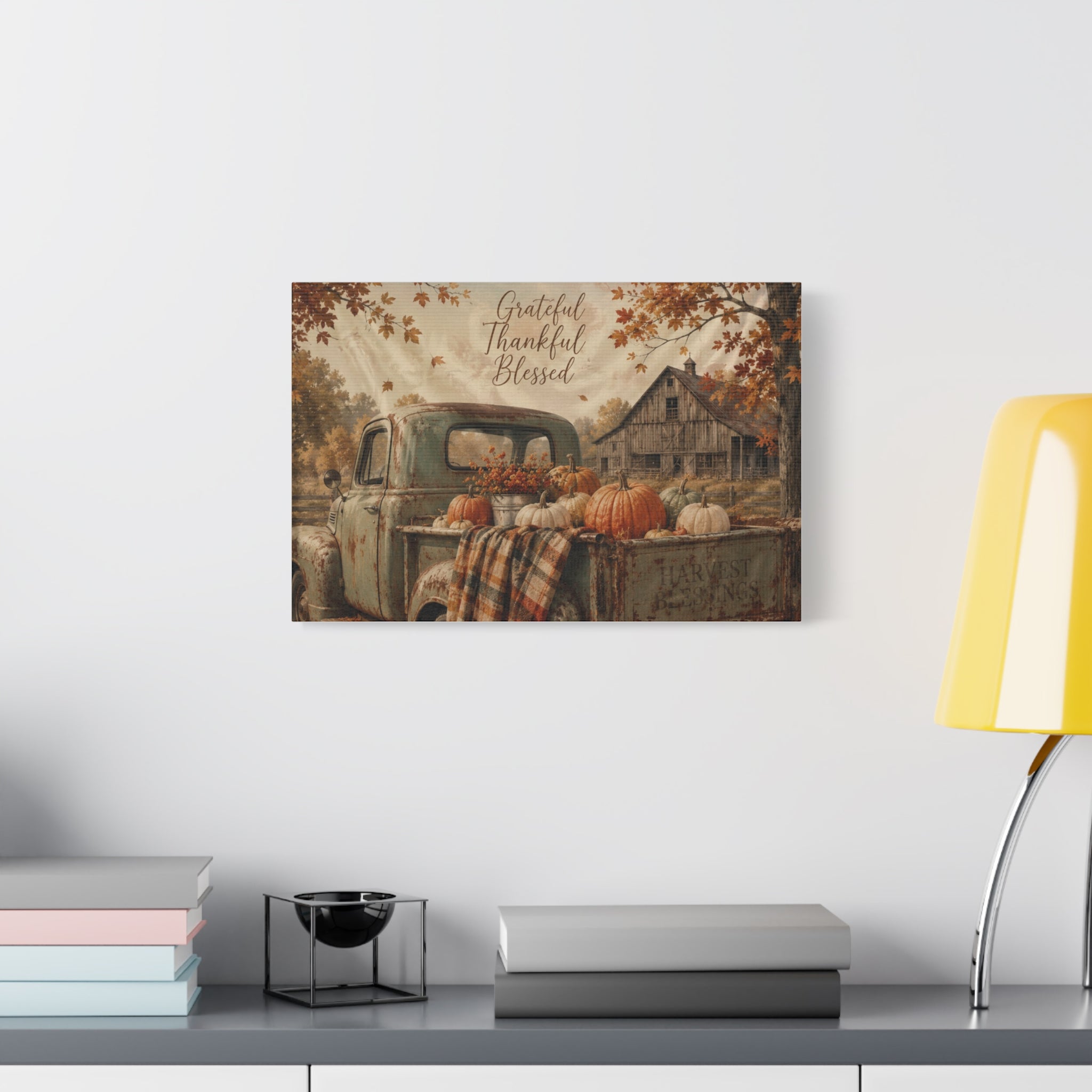 Grateful Thankful Blessed Fall Canvas