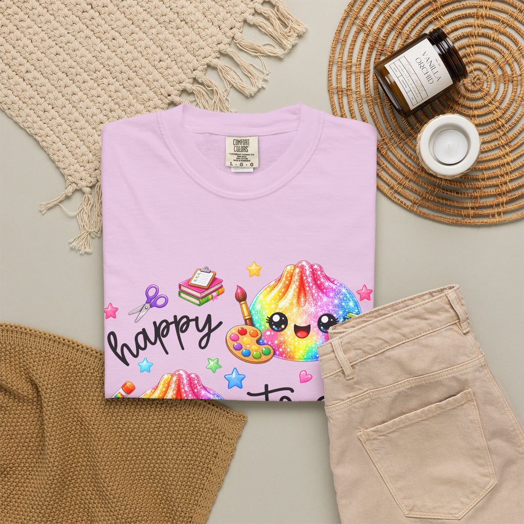 Happy To See Your Face Rainbow Kawaii T-Shirt — Cute School Supplies Graphic Tee