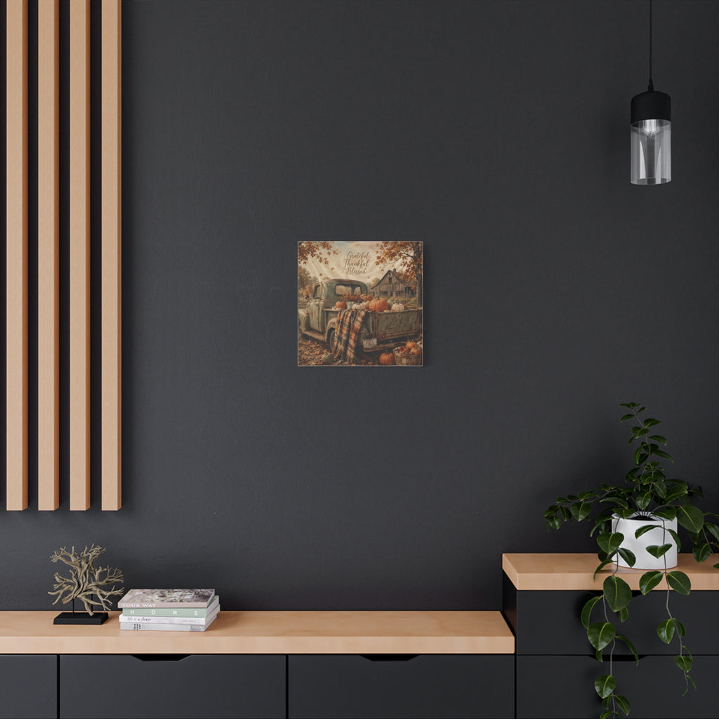 Grateful Thankful Blessed Fall Canvas