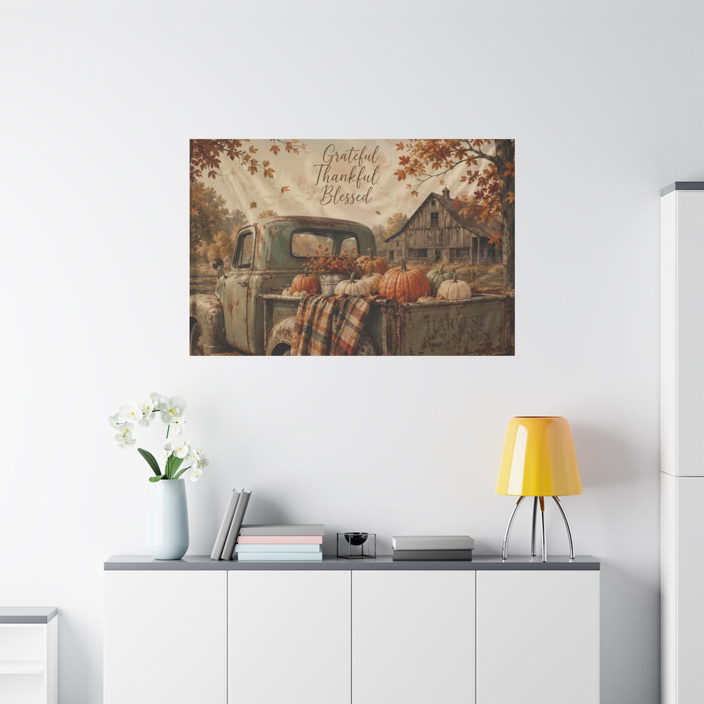 Grateful Thankful Blessed Fall Canvas