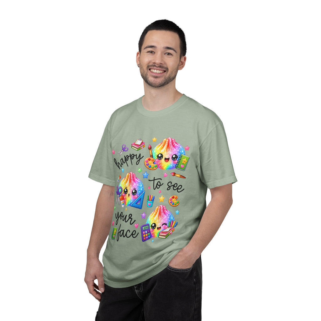 Happy To See Your Face Rainbow Kawaii T-Shirt — Cute School Supplies Graphic Tee