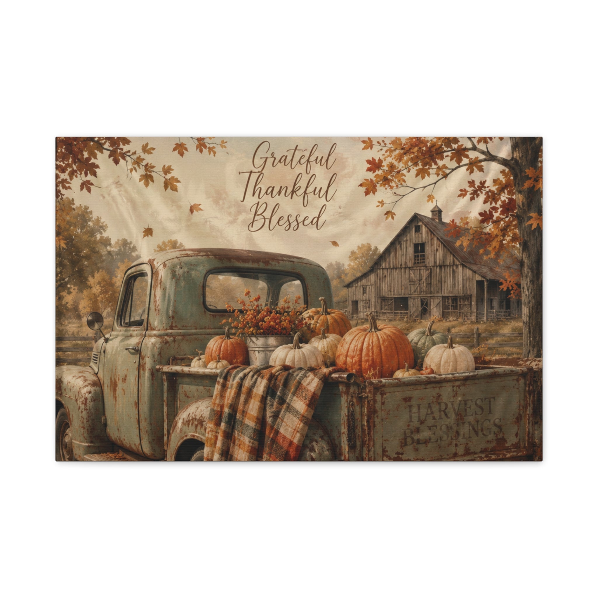 Grateful Thankful Blessed Fall Canvas