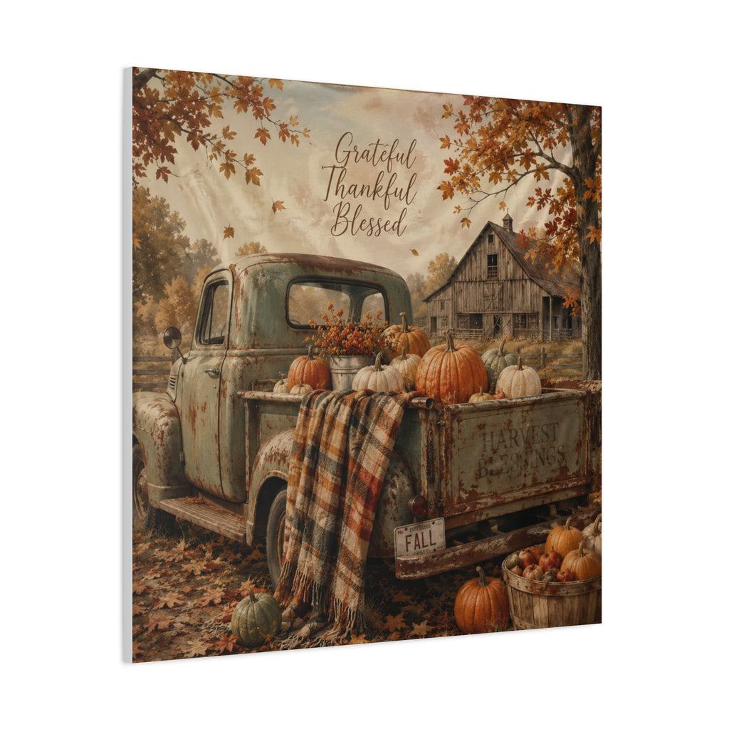 Grateful Thankful Blessed Fall Canvas