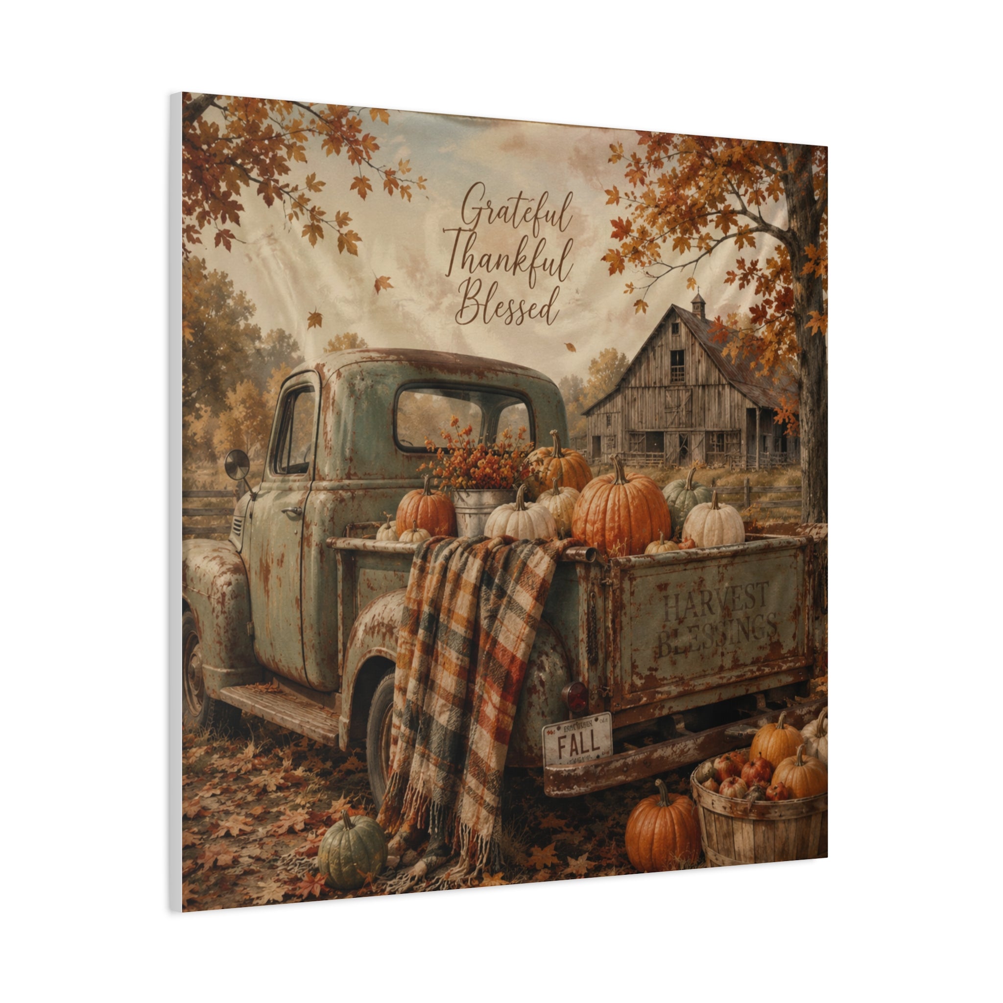 Grateful Thankful Blessed Fall Canvas