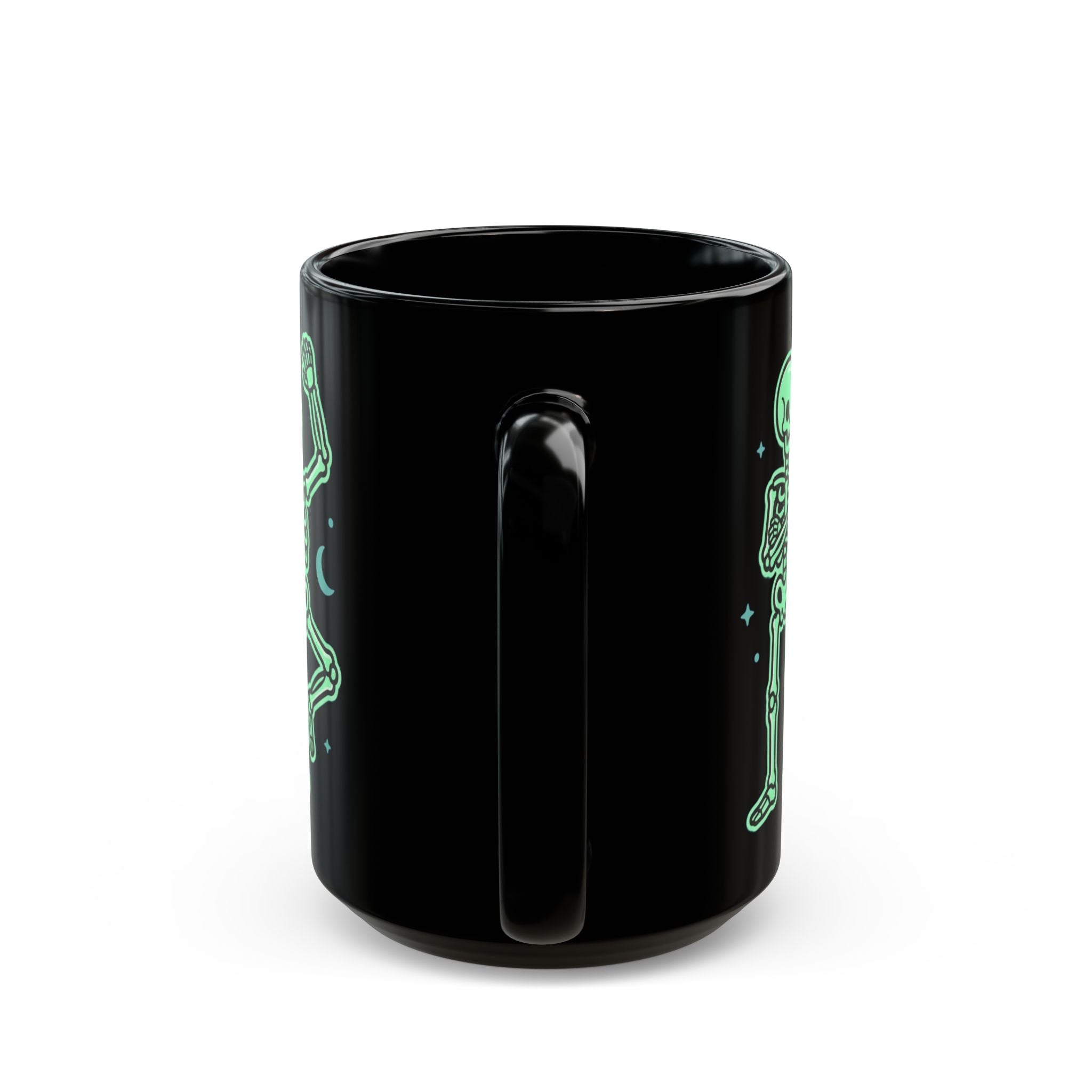 Glow Skeleton Dance Mug — Black Ceramic Coffee Cup (11oz/15oz)