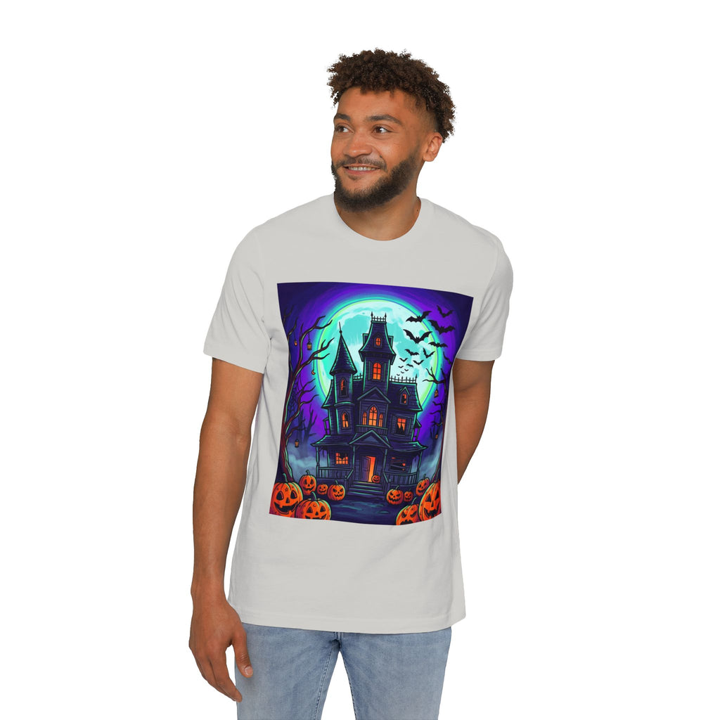 Haunted House Halloween T-Shirt — Spooky Pumpkins & Bats Graphic
