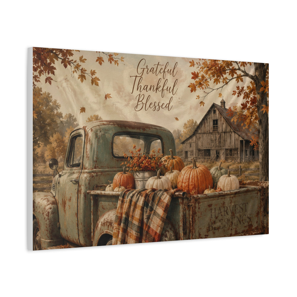 Grateful Thankful Blessed Fall Canvas