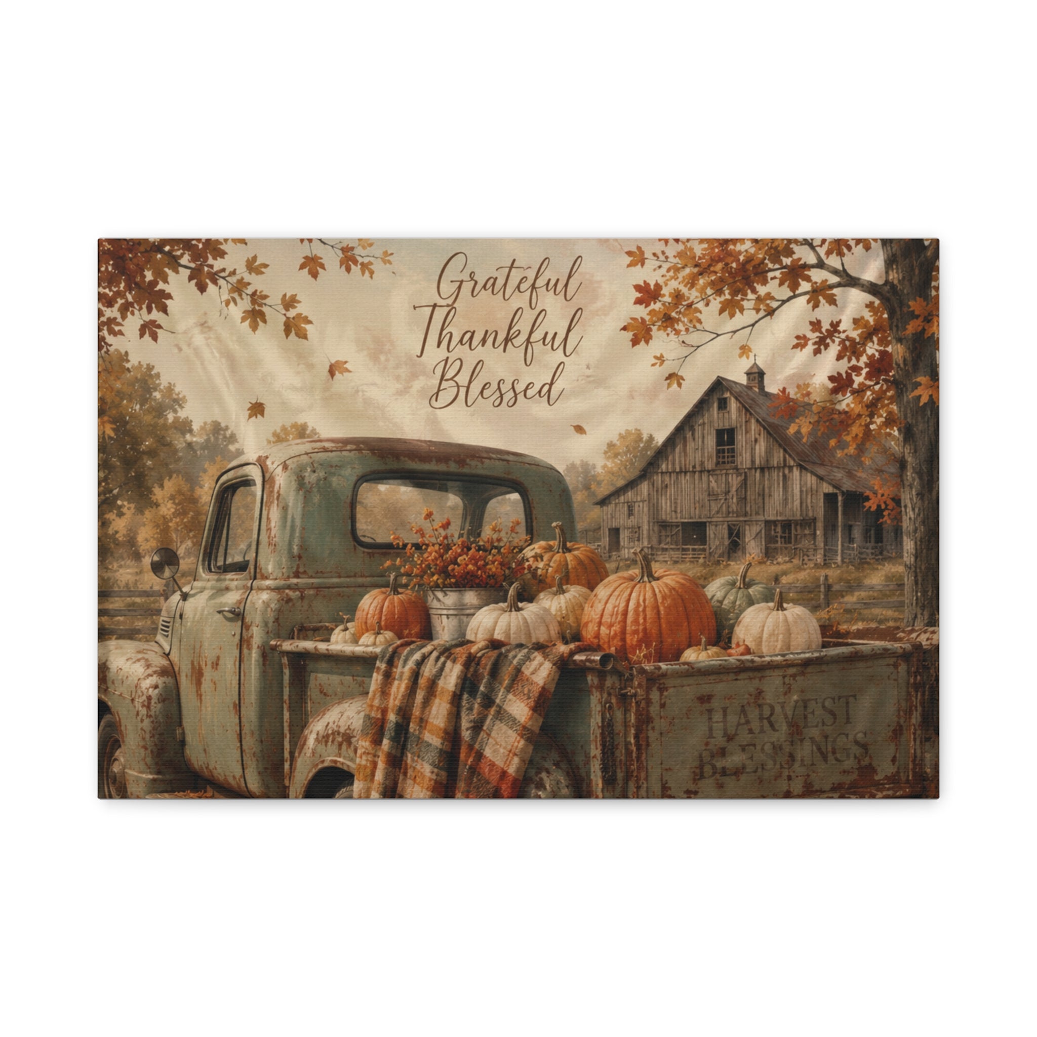 Grateful Thankful Blessed Fall Canvas