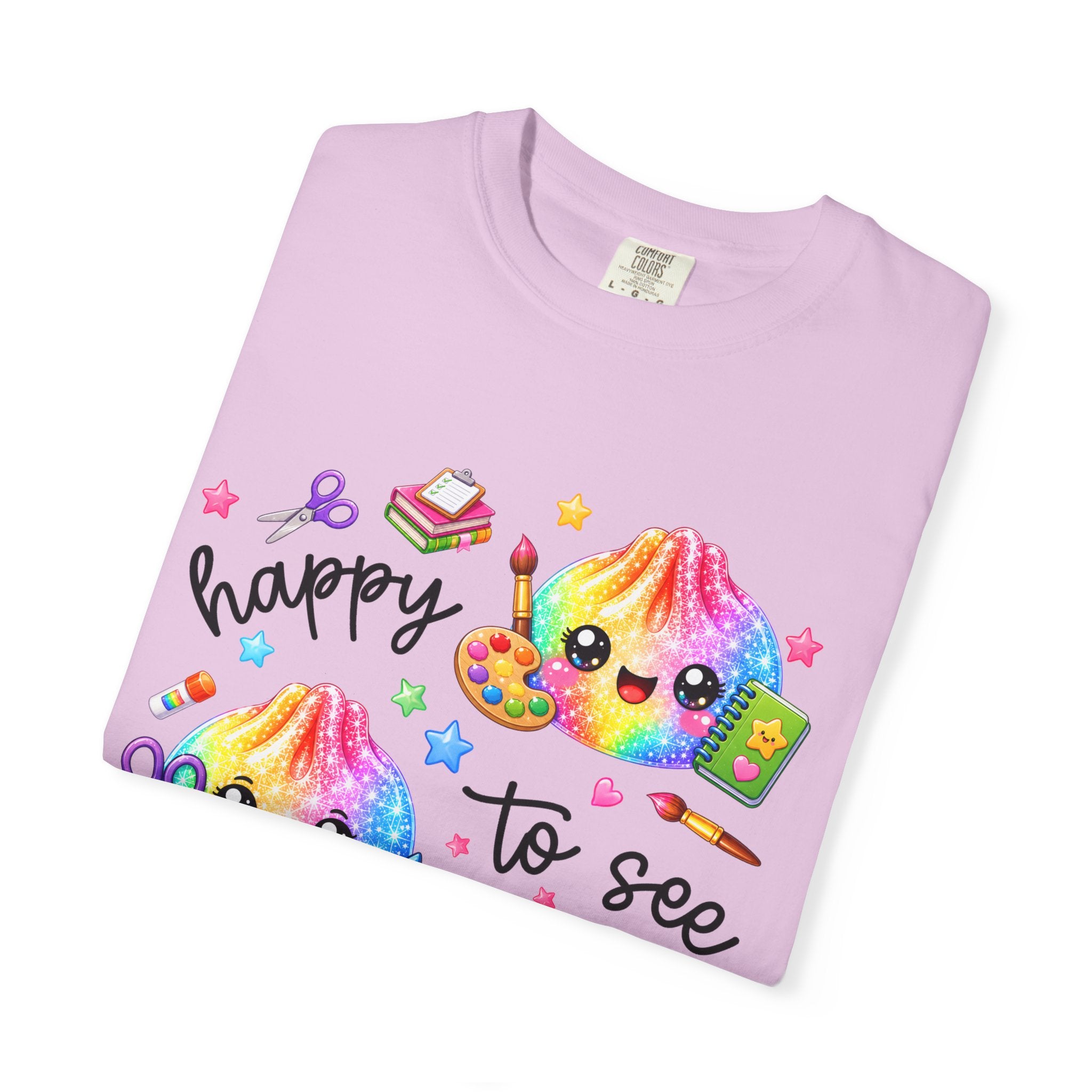 Happy To See Your Face Rainbow Kawaii T-Shirt — Cute School Supplies Graphic Tee