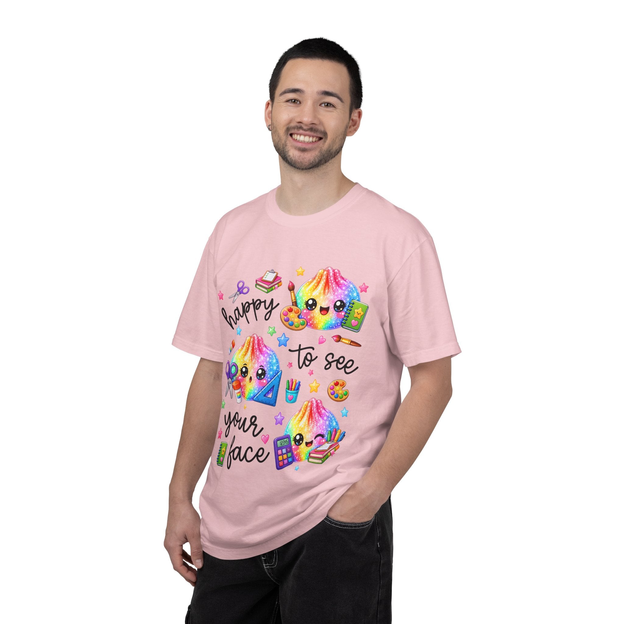 Happy To See Your Face Rainbow Kawaii T-Shirt — Cute School Supplies Graphic Tee