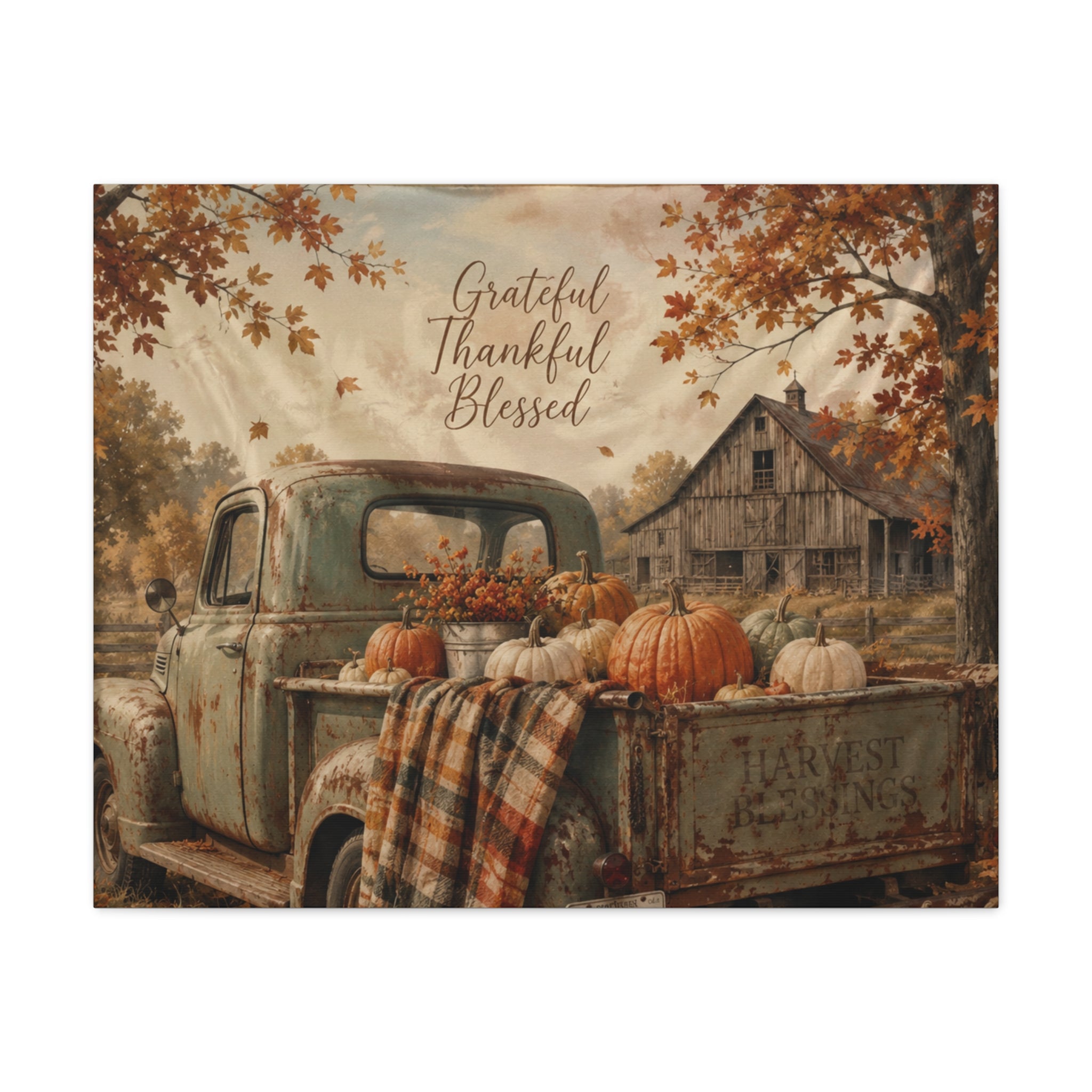 Grateful Thankful Blessed Fall Canvas