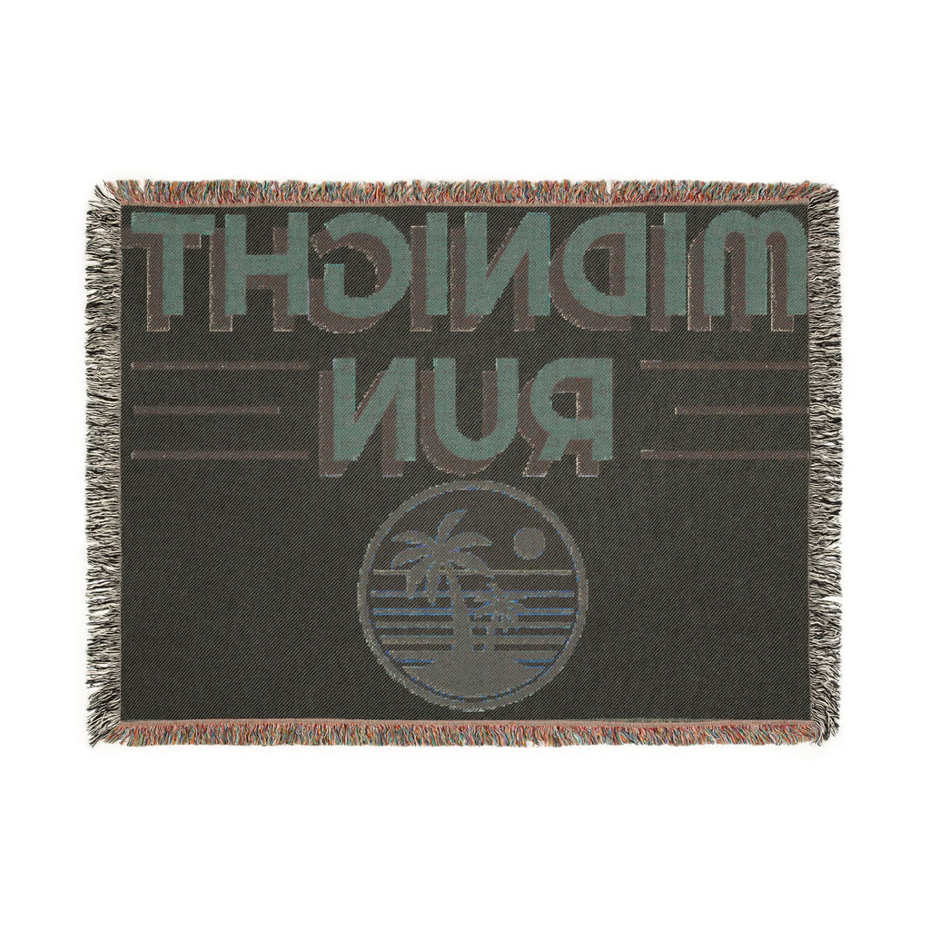 Midnight Run Woven Blanket — Retro Sunset Palm Throw