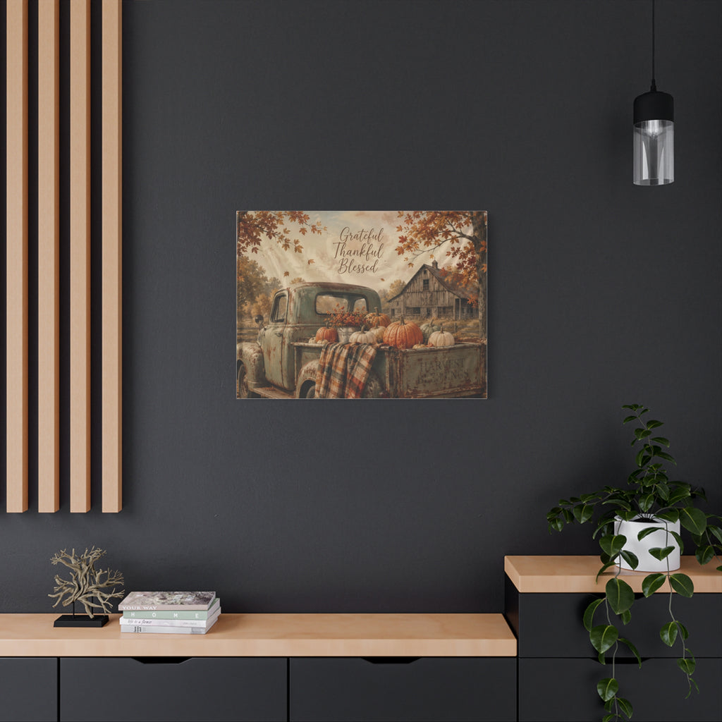 Grateful Thankful Blessed Fall Canvas