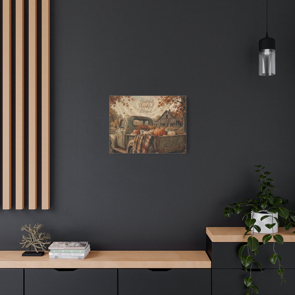 Grateful Thankful Blessed Fall Canvas