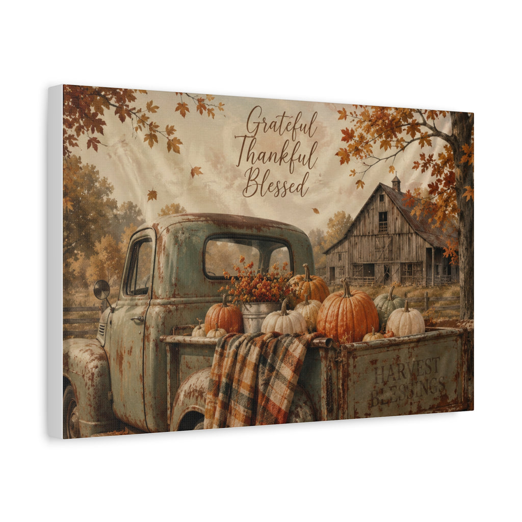 Grateful Thankful Blessed Fall Canvas