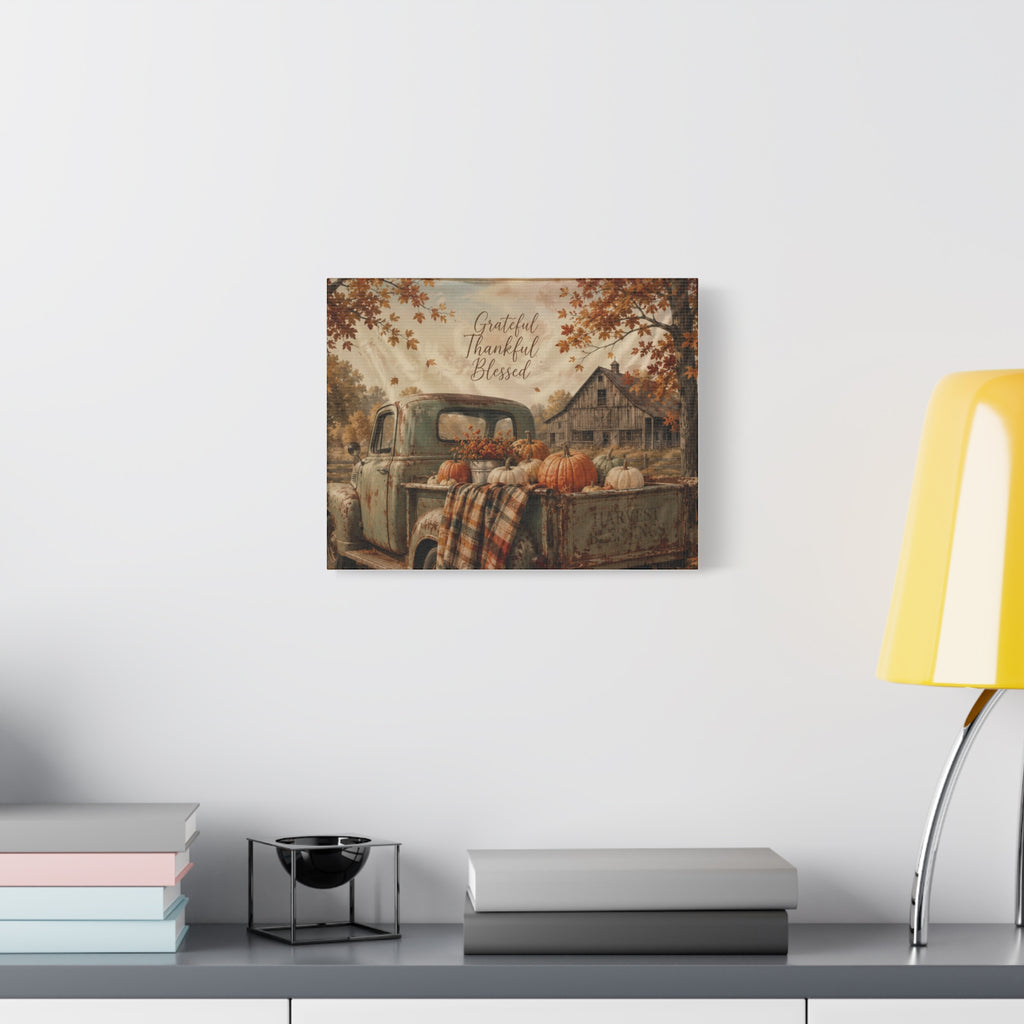 Grateful Thankful Blessed Fall Canvas