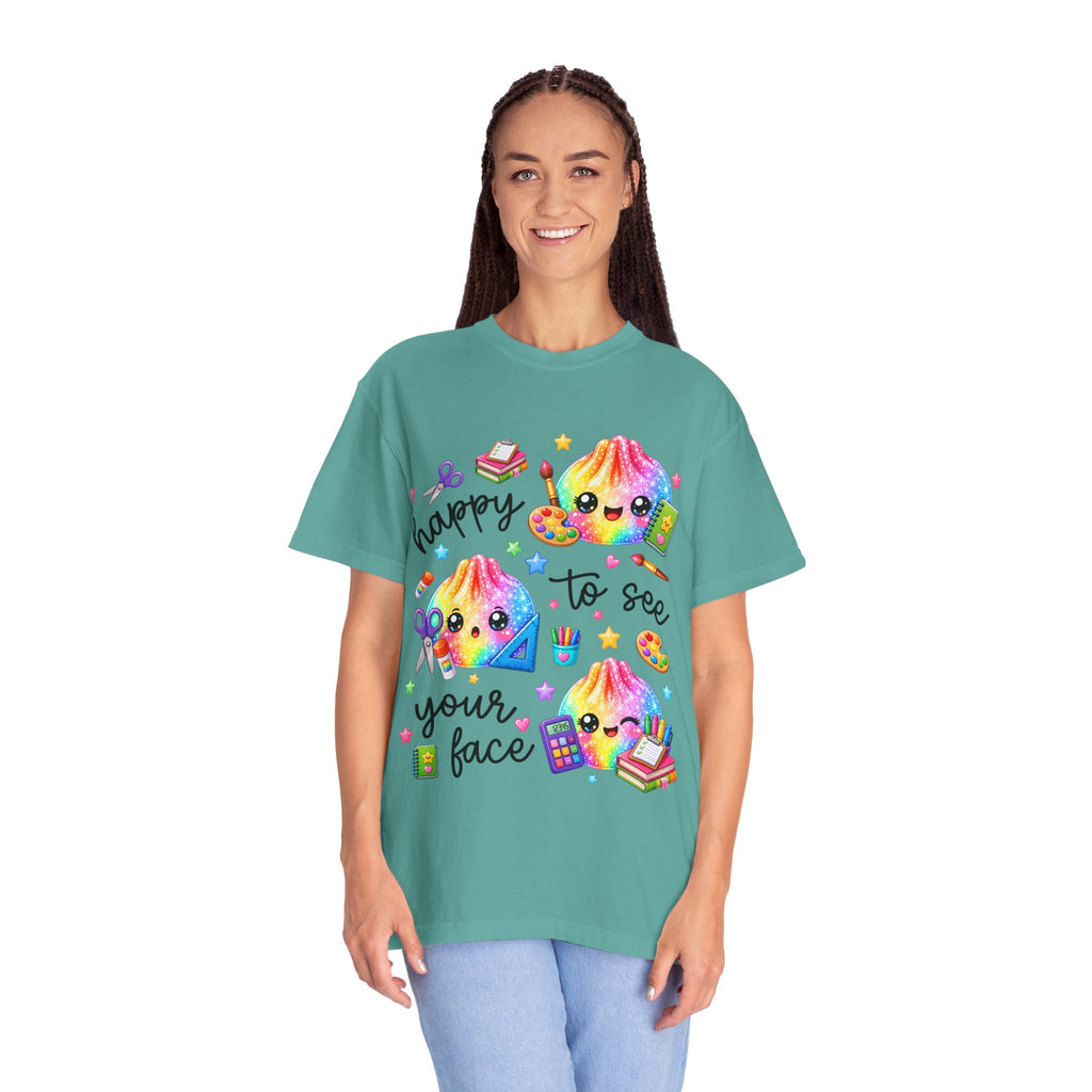Happy To See Your Face Rainbow Kawaii T-Shirt — Cute School Supplies Graphic Tee