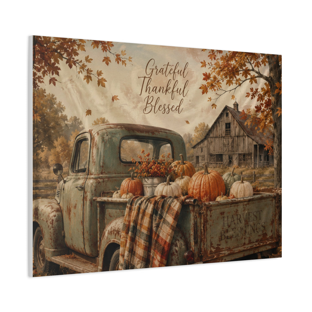Grateful Thankful Blessed Fall Canvas