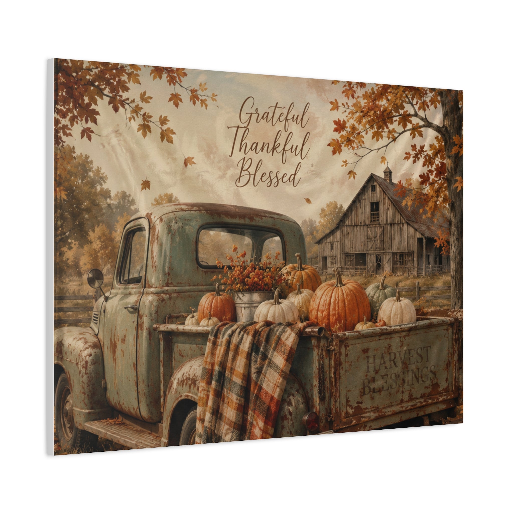 Grateful Thankful Blessed Fall Canvas