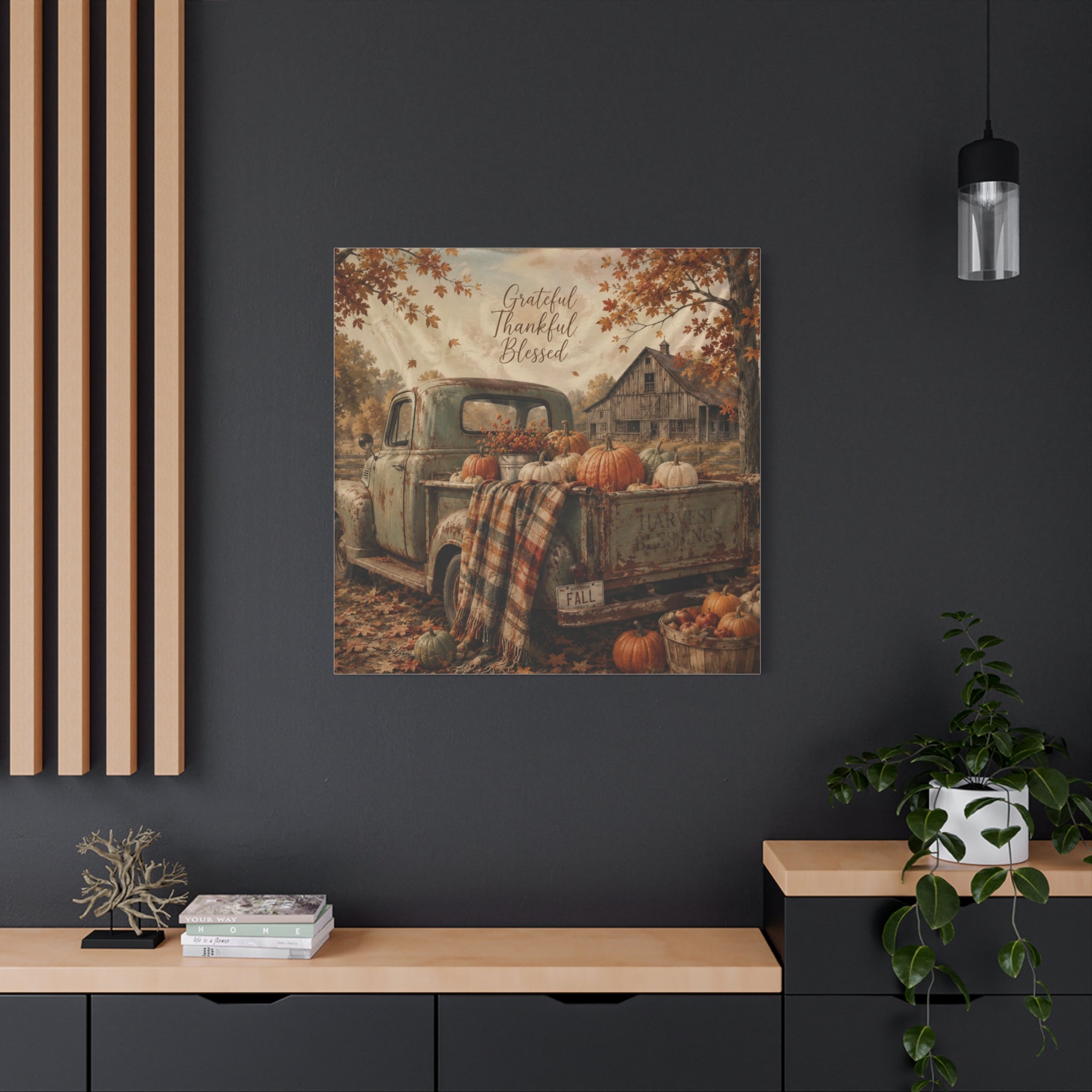 Grateful Thankful Blessed Fall Canvas
