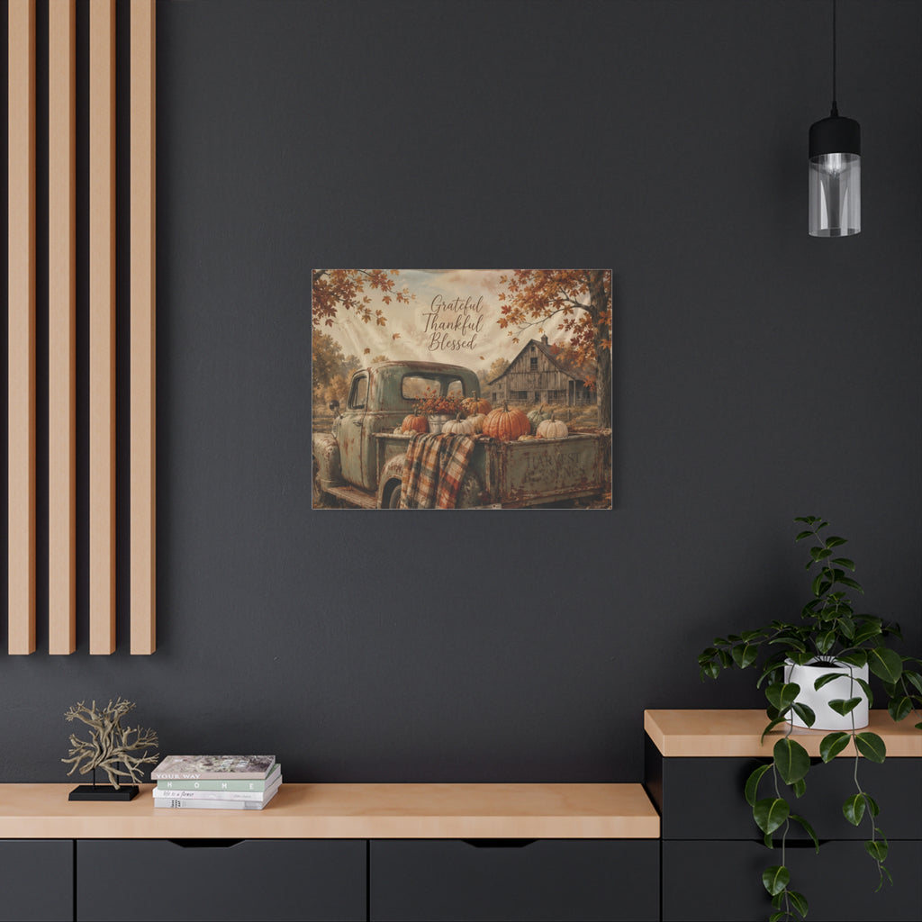 Grateful Thankful Blessed Fall Canvas