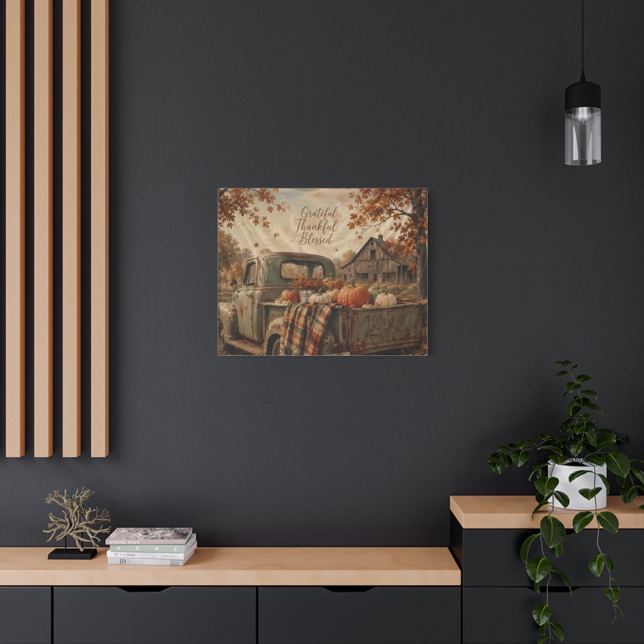 Grateful Thankful Blessed Fall Canvas