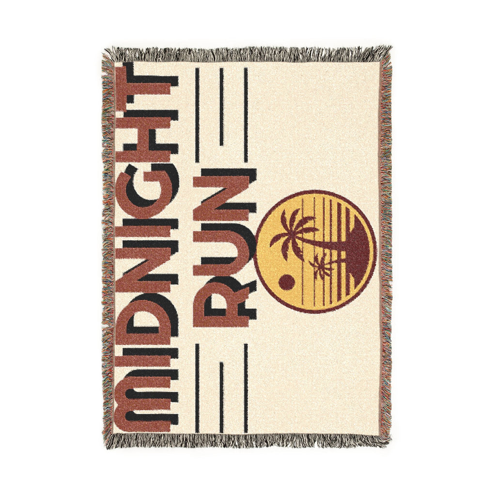Midnight Run Woven Blanket — Retro Sunset Palm Throw