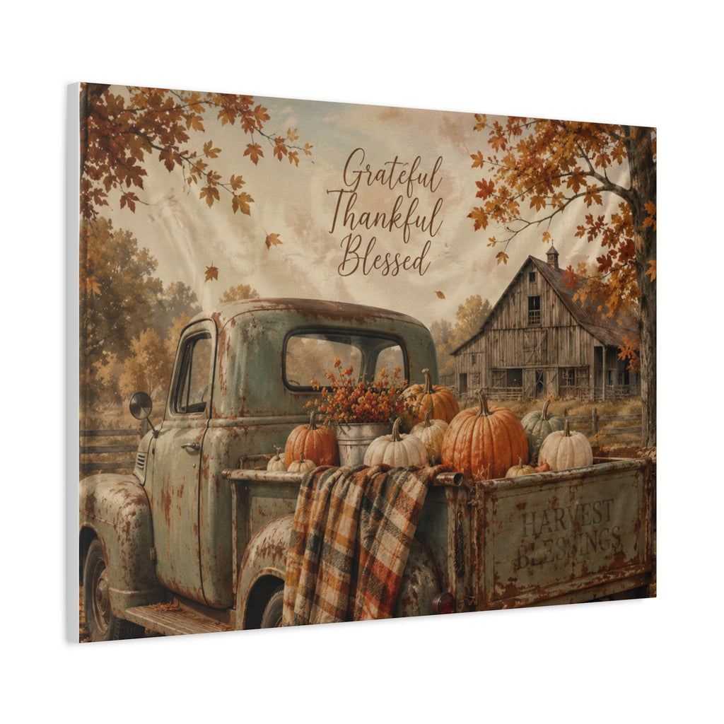 Grateful Thankful Blessed Fall Canvas