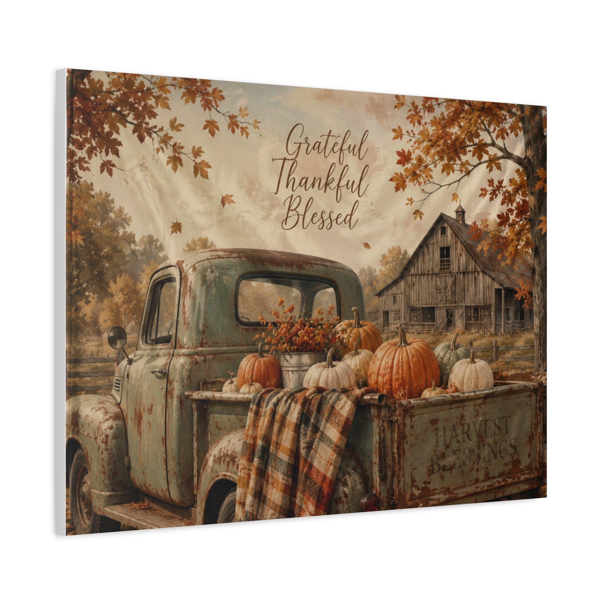 Grateful Thankful Blessed Fall Canvas