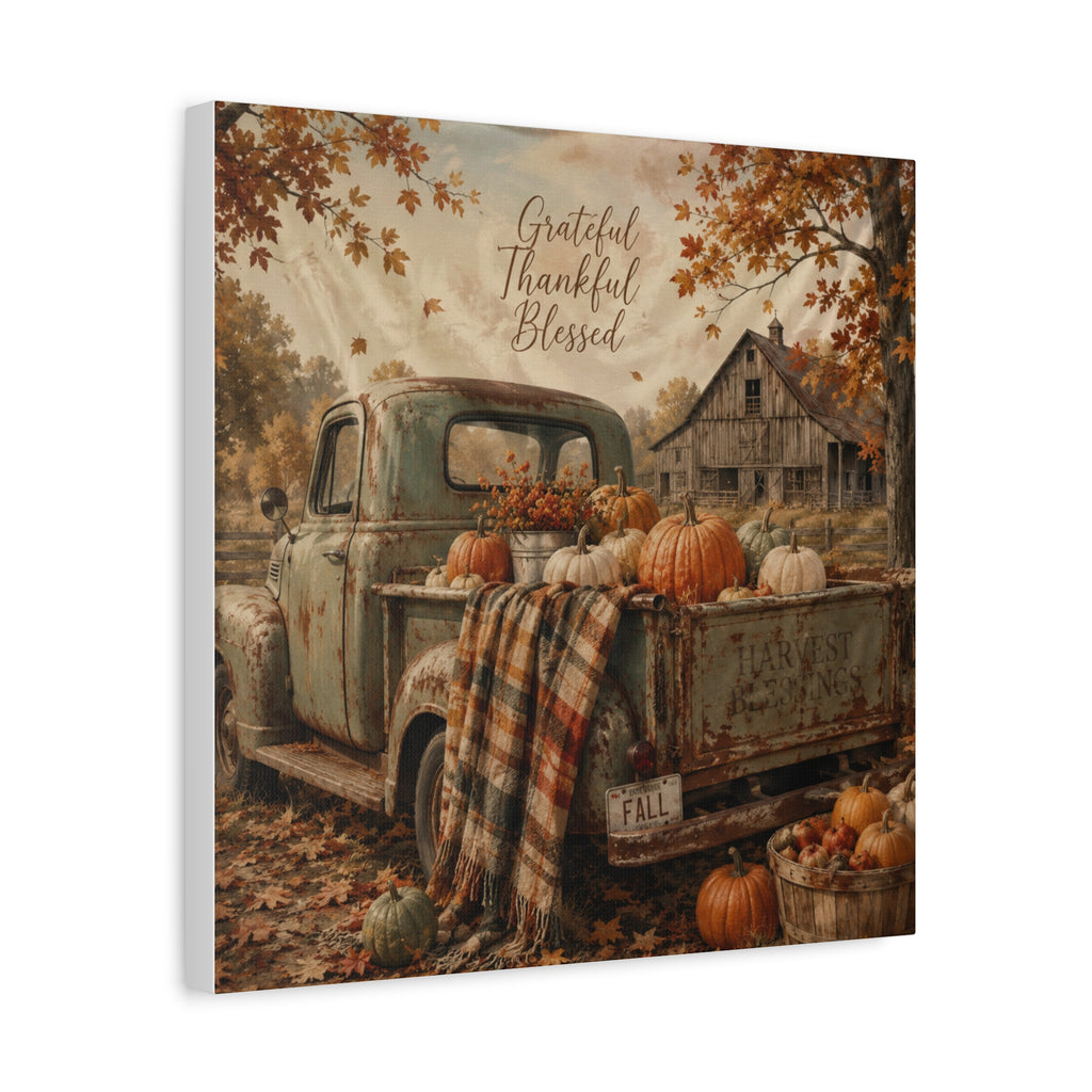 Grateful Thankful Blessed Fall Canvas